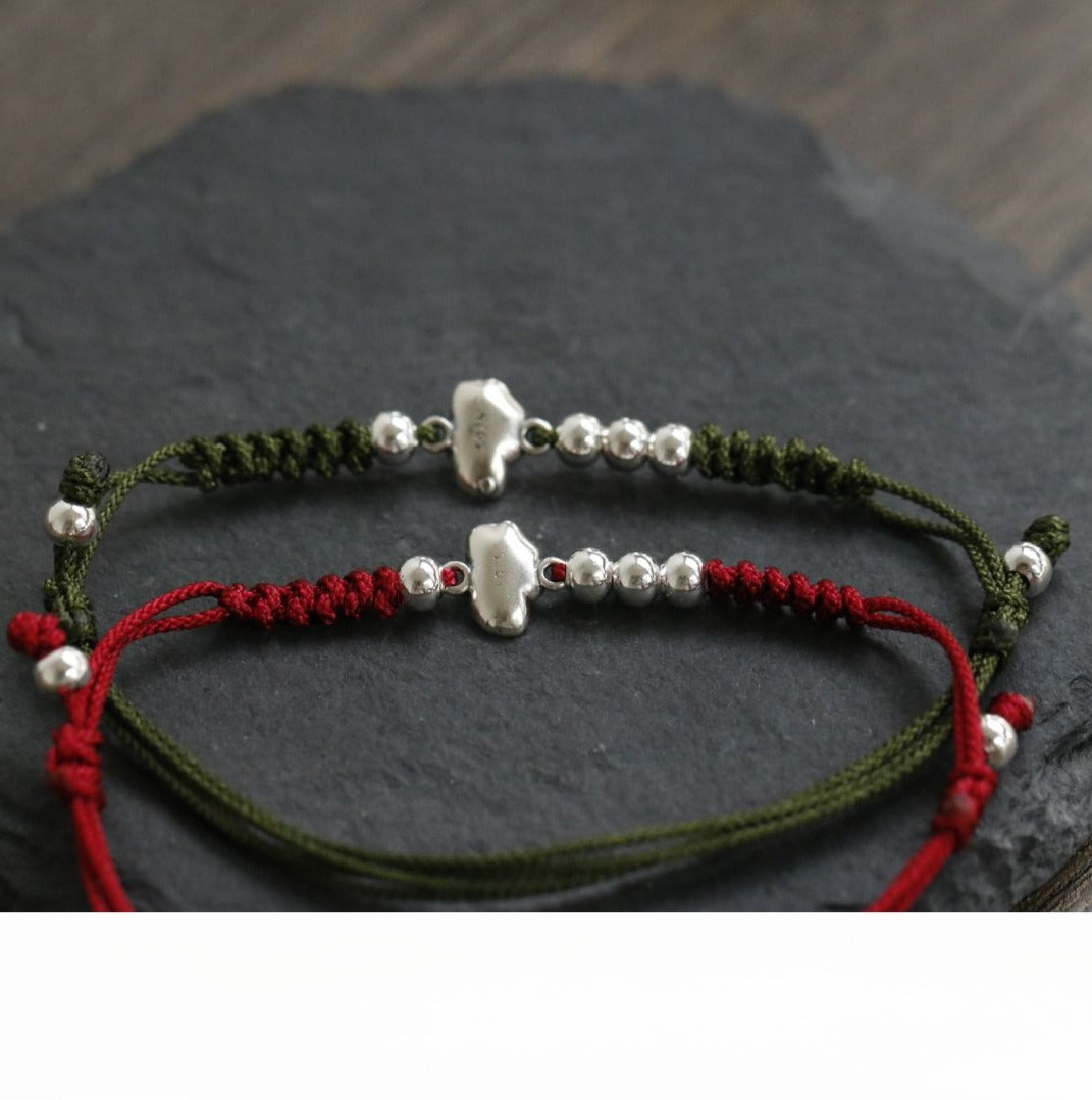 Zen Healing 925 Sterling Silver Lotus Luck Braided Bracelet
