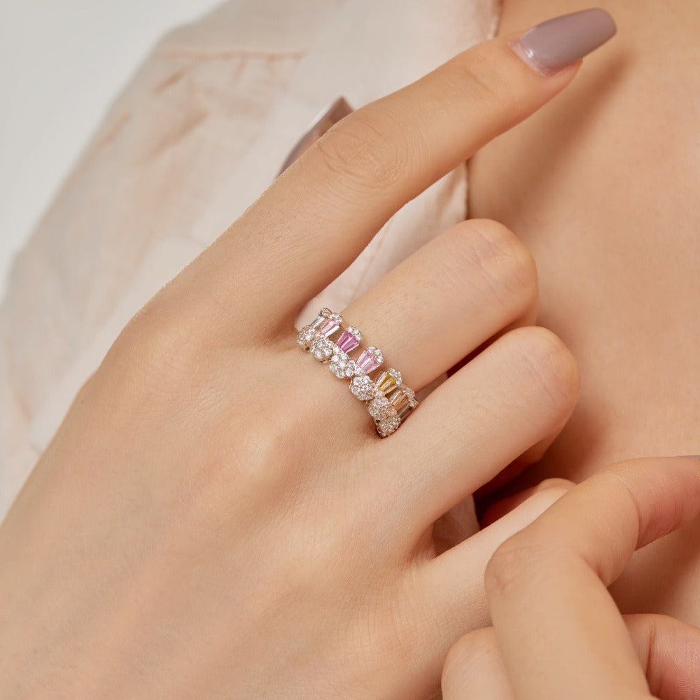 Zen Healing 925 Sterling Silver Vibrant Cubic Zirconia Ring