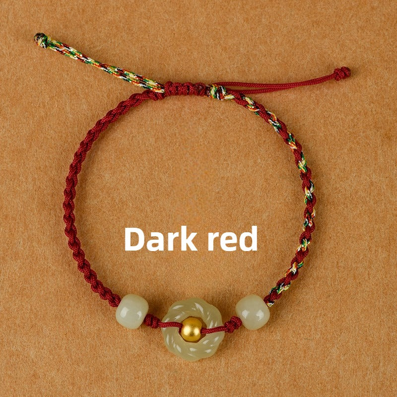 Zen Healing 999 Gold Bead Hetian Jade Möbius Strip Love & Harmony Braided Bracelet