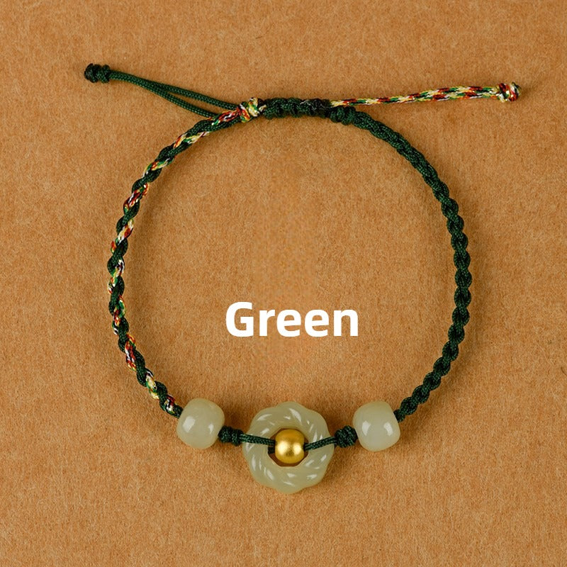Zen Healing 999 Gold Bead Hetian Jade Möbius Strip Love & Harmony Braided Bracelet