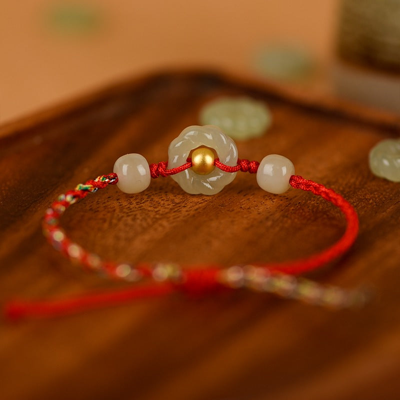 Zen Healing 999 Gold Bead Hetian Jade Möbius Strip Love & Harmony Braided Bracelet