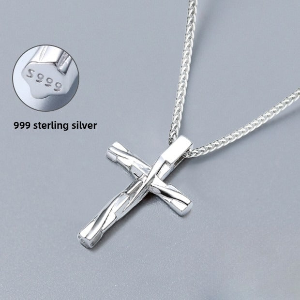 Zen Healing 999 Sterling Silver Cross Faith Pendant Necklace