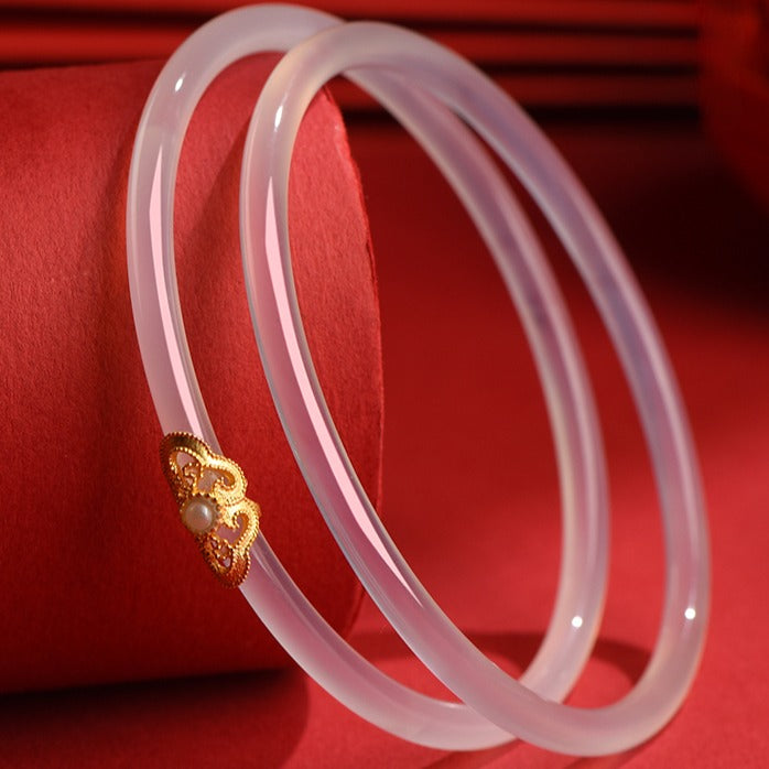 Zen Healing Agate Design Blessing Chime Bangle Bracelet