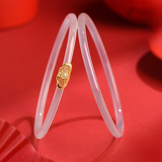 Zen Healing Agate Design Blessing Chime Bangle Bracelet