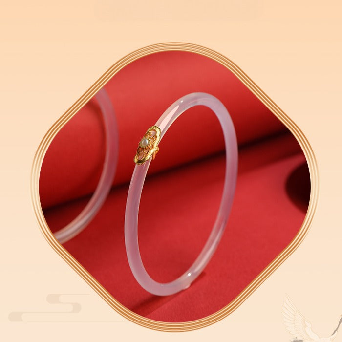 Zen Healing Agate Design Blessing Chime Bangle Bracelet