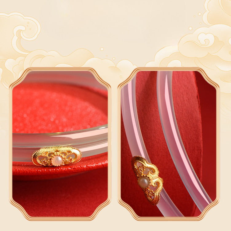Zen Healing Agate Design Blessing Chime Bangle Bracelet