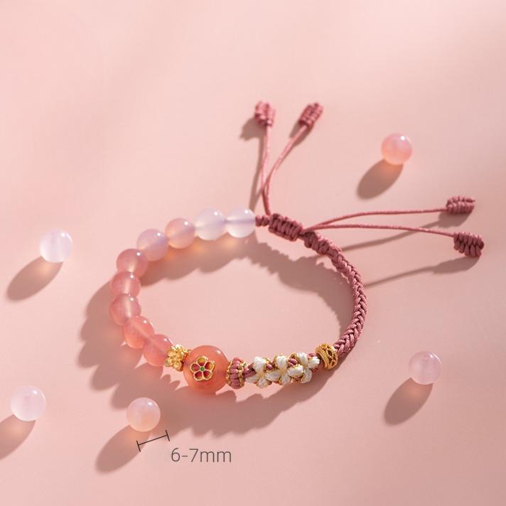 Zen Healing Agate Peach Blossom Love Braided Bracelet