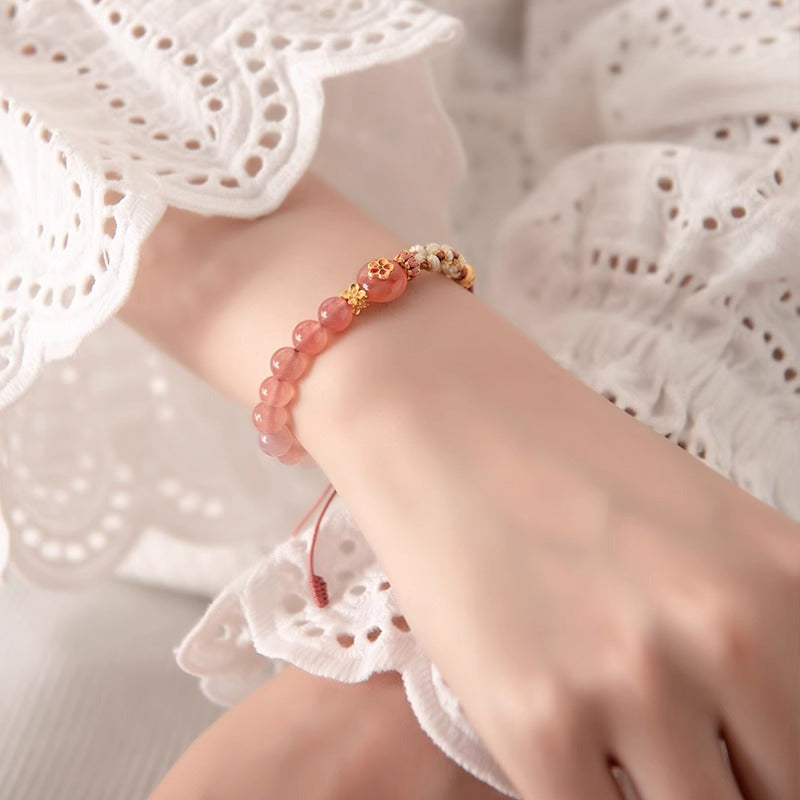 Zen Healing Agate Peach Blossom Love Braided Bracelet