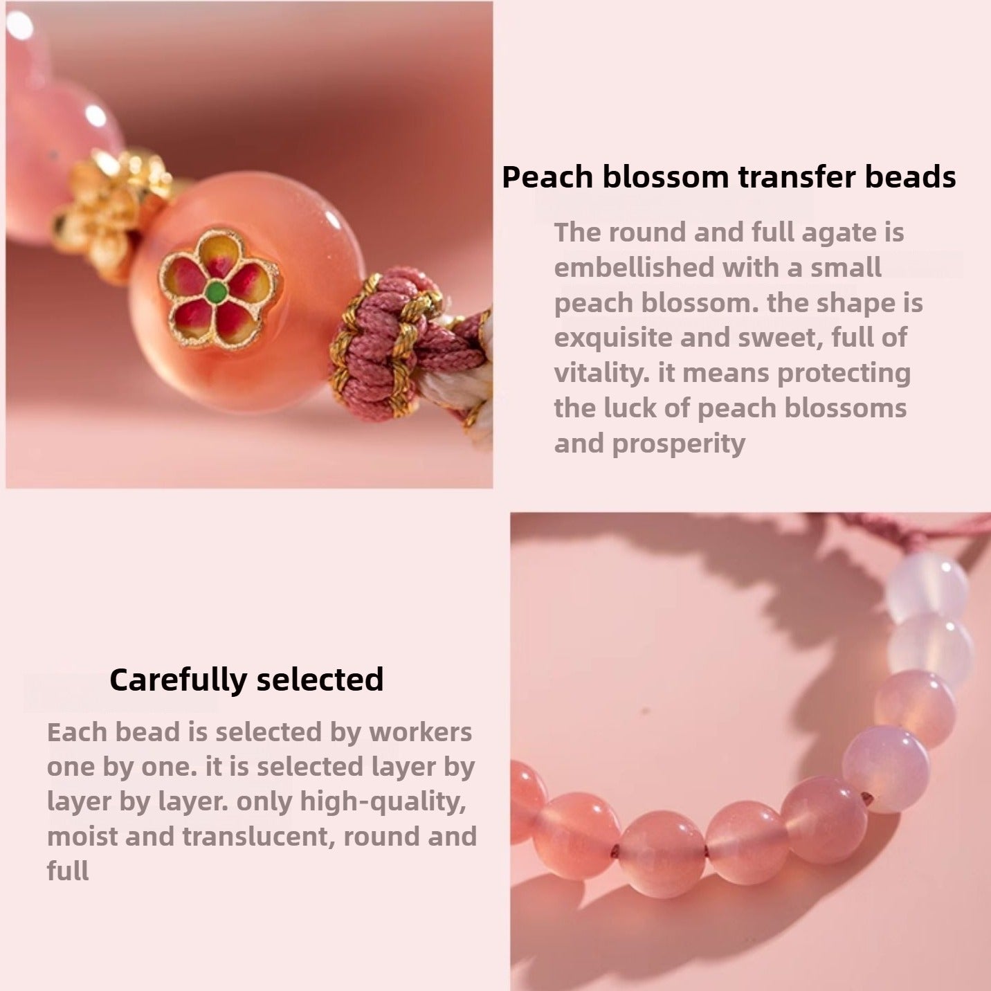 Zen Healing Agate Peach Blossom Love Braided Bracelet