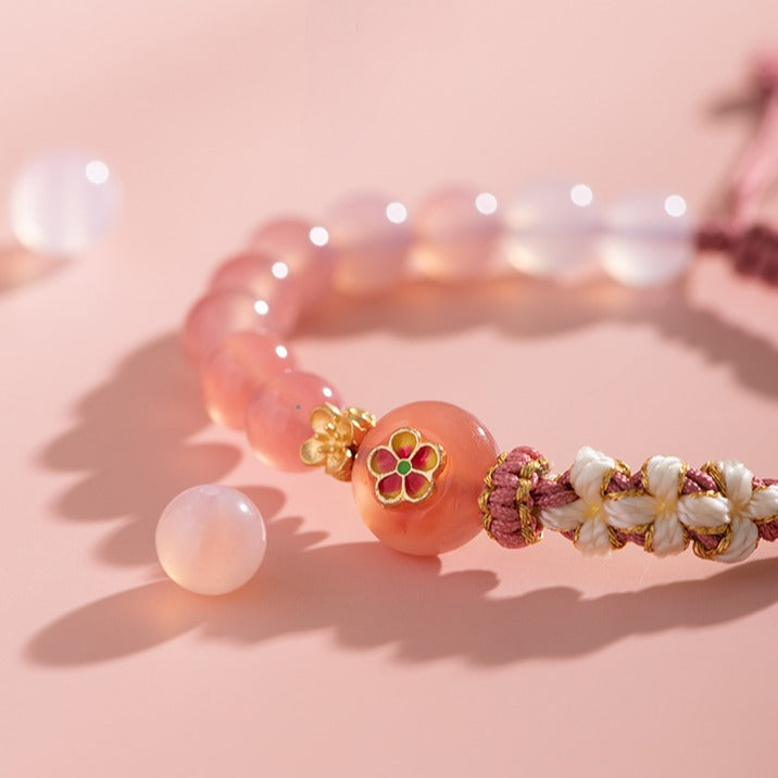 Zen Healing Agate Peach Blossom Love Braided Bracelet