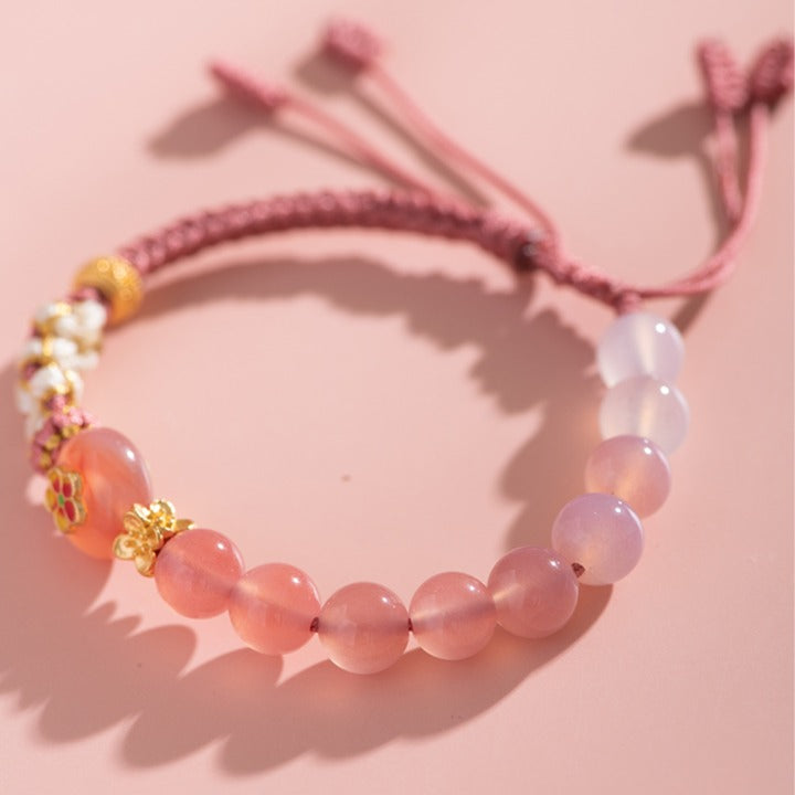 Zen Healing Agate Peach Blossom Love Braided Bracelet