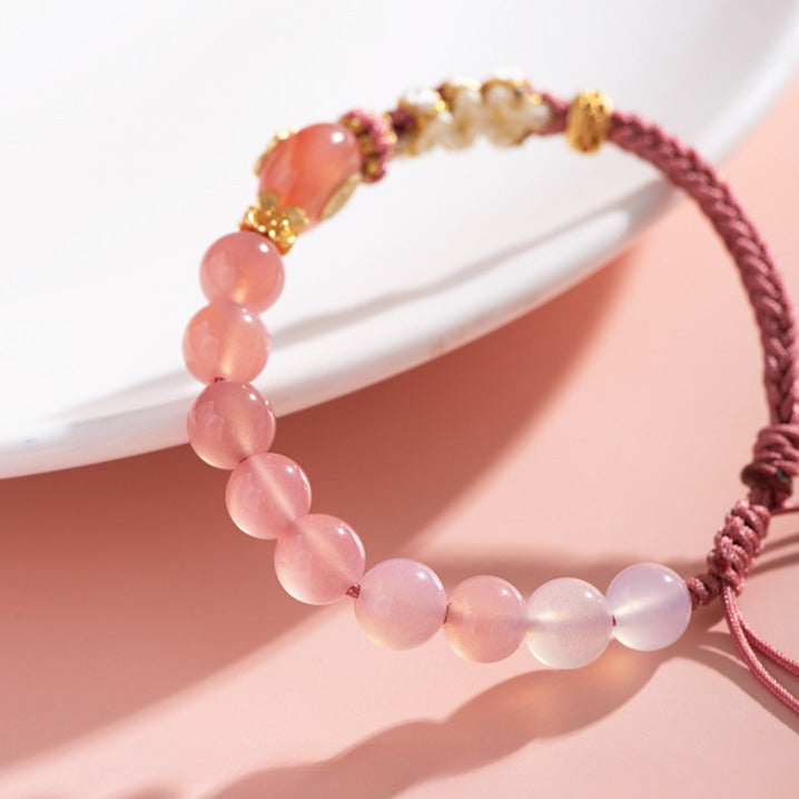 Zen Healing Agate Peach Blossom Love Braided Bracelet