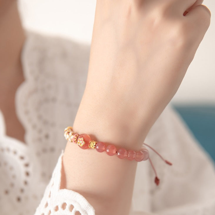 Zen Healing Agate Peach Blossom Love Braided Bracelet