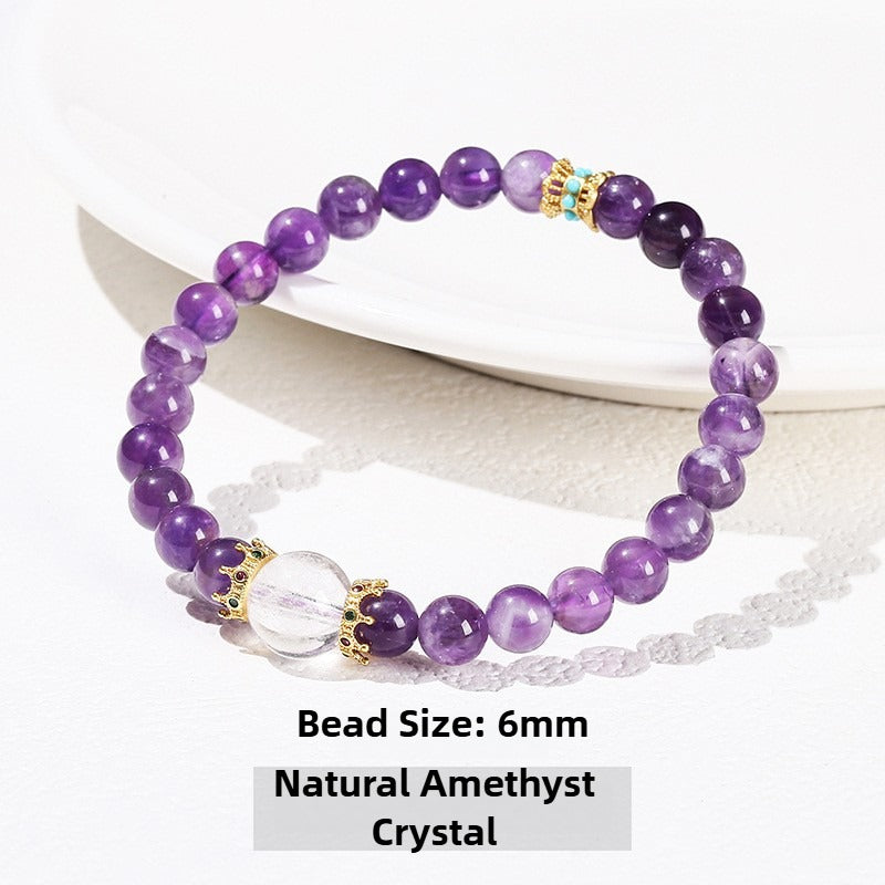 Zen Healing Amethyst Crystal Clear Quartz Prosperity Bracelet