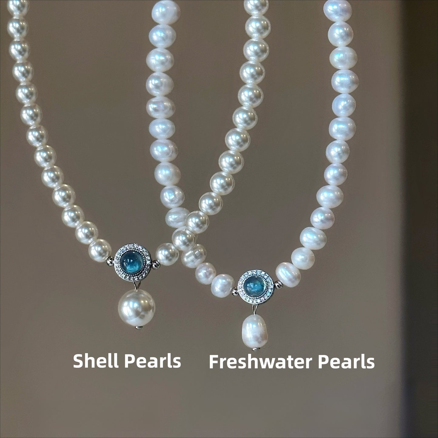 Zen Healing Aquamarine Pearl 925 Sterling Silver Healing Necklace