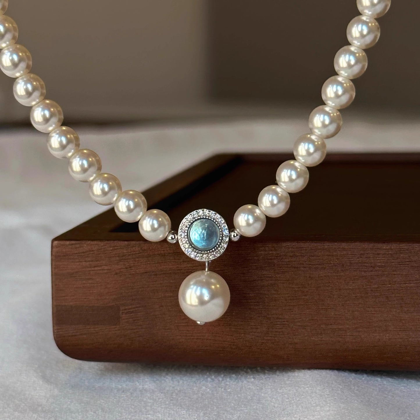 Zen Healing Aquamarine Pearl 925 Sterling Silver Healing Necklace