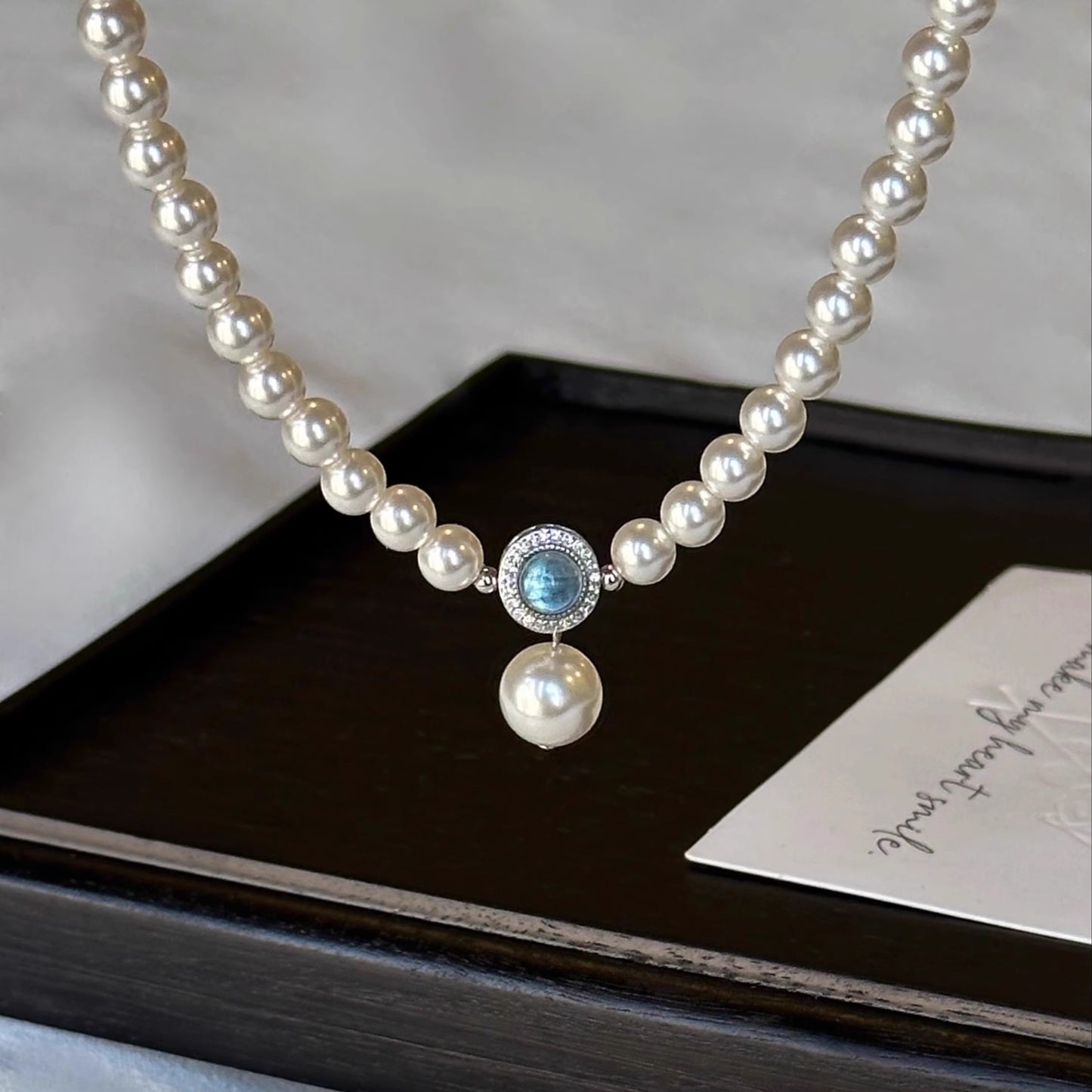 Zen Healing Aquamarine Pearl 925 Sterling Silver Healing Necklace