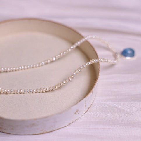 Zen Healing Aquamarine Pendant Peace Pearl Necklace