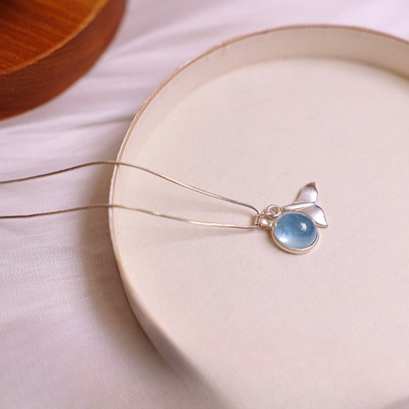 Zen Healing Aquamarine Pendant Peace Pearl Necklace