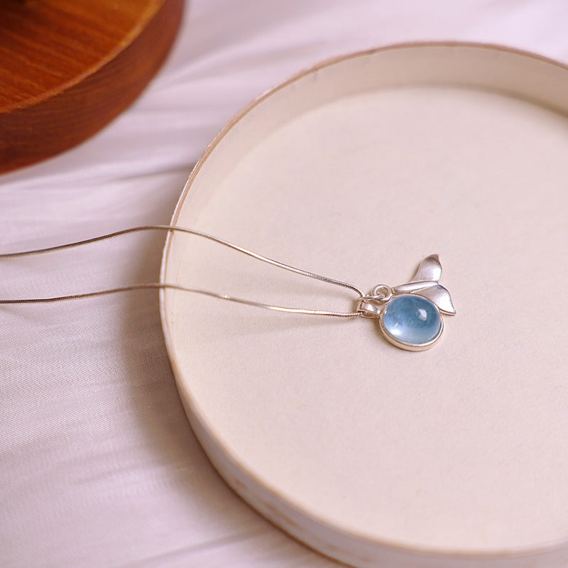 Zen Healing Aquamarine Pendant Peace Pearl Necklace