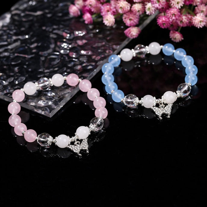 Zen Healing Blue Chalcedony & Pink Chalcedony Butterfly Transformation Bracelet