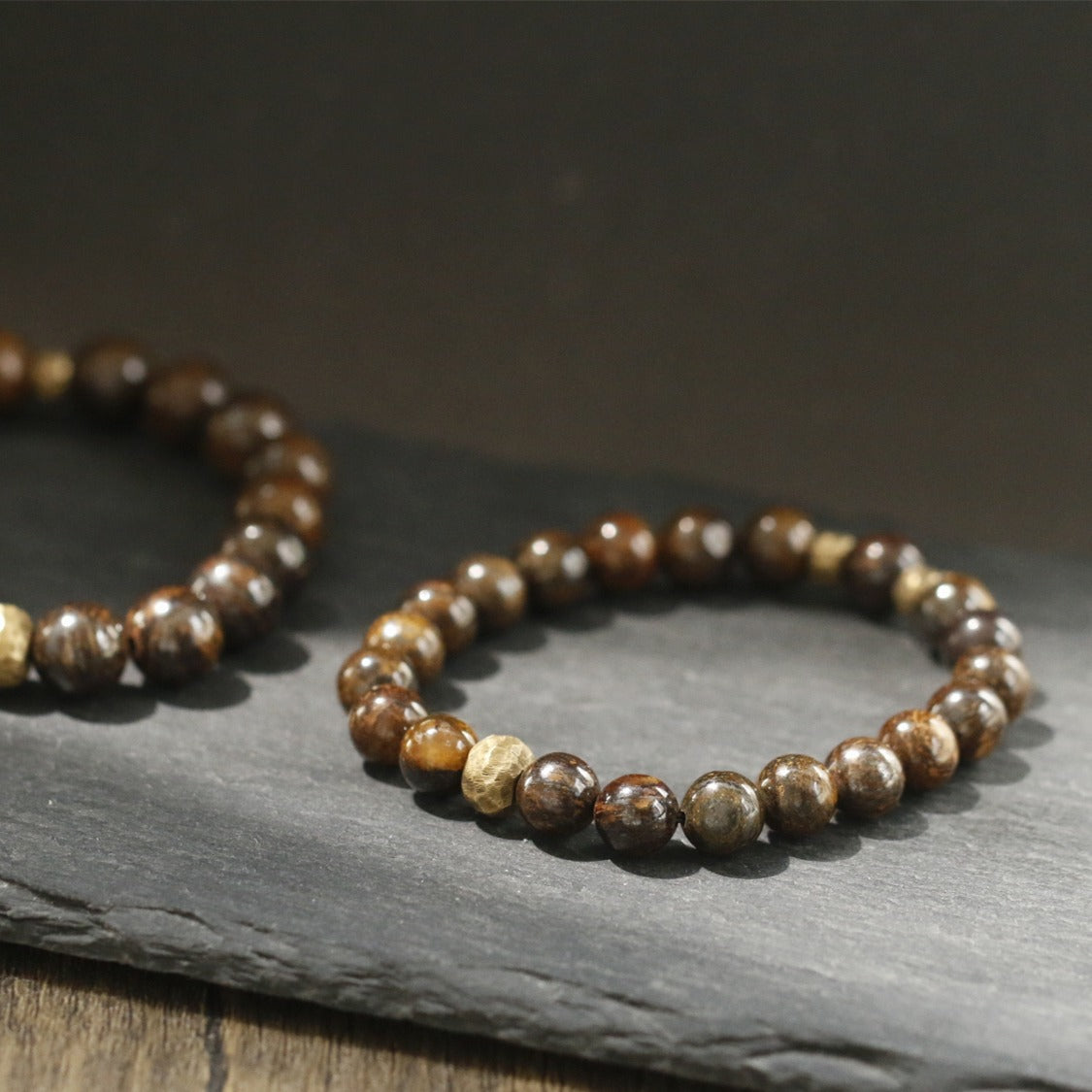 Zen Healing Bronzite Copper Brass Bead Strength Bracelet