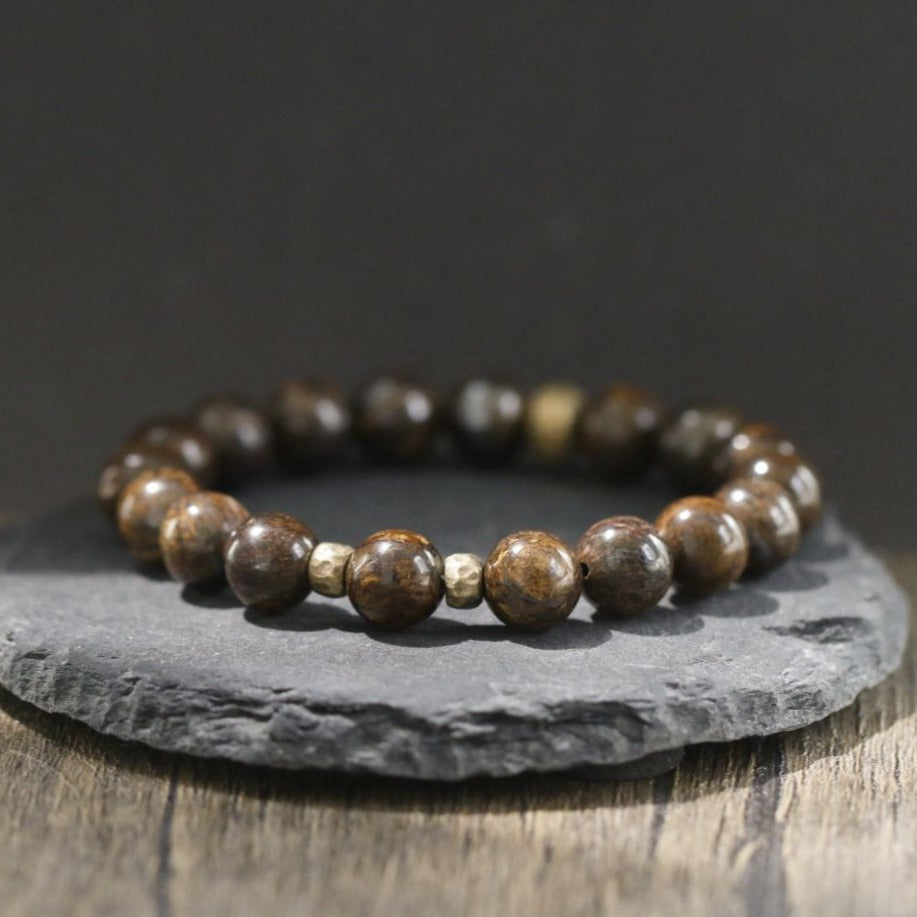 Zen Healing Bronzite Copper Brass Bead Strength Bracelet