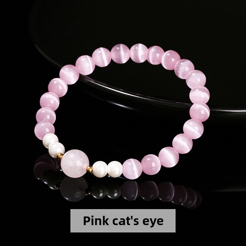 Zen Healing Cat's Eye Crystal Lucky Bead Charm Support Bracelet