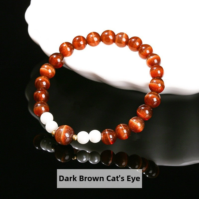 Zen Healing Cat's Eye Crystal Lucky Bead Charm Support Bracelet