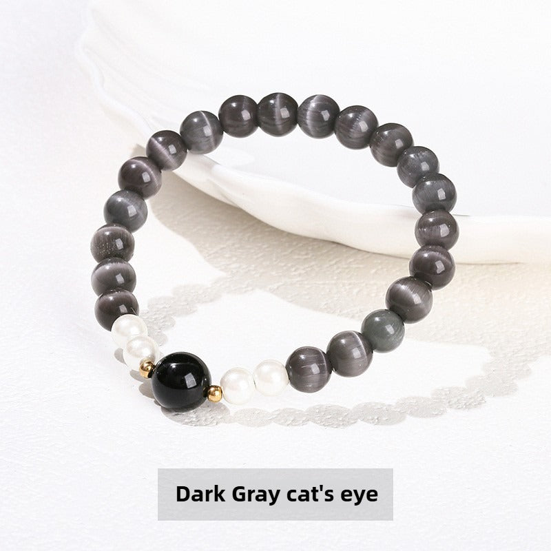 Zen Healing Cat's Eye Crystal Lucky Bead Charm Support Bracelet
