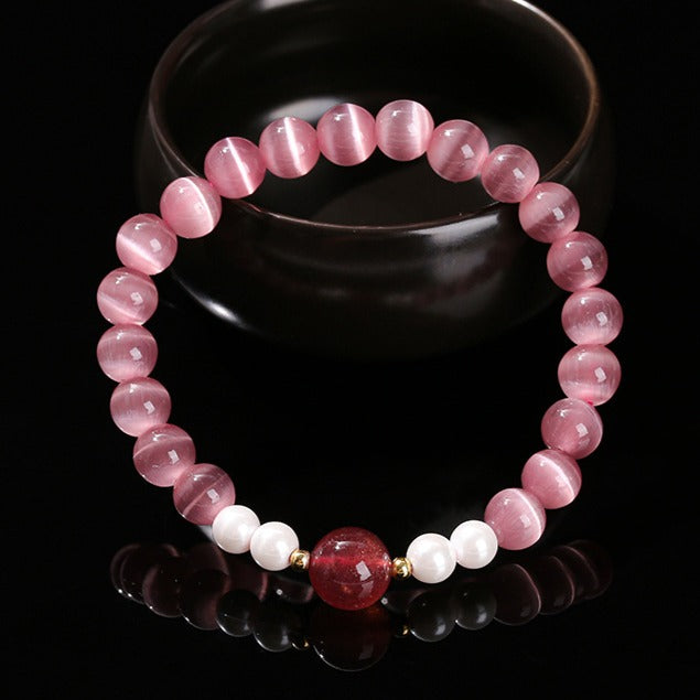 Zen Healing Cat's Eye Crystal Lucky Bead Charm Support Bracelet
