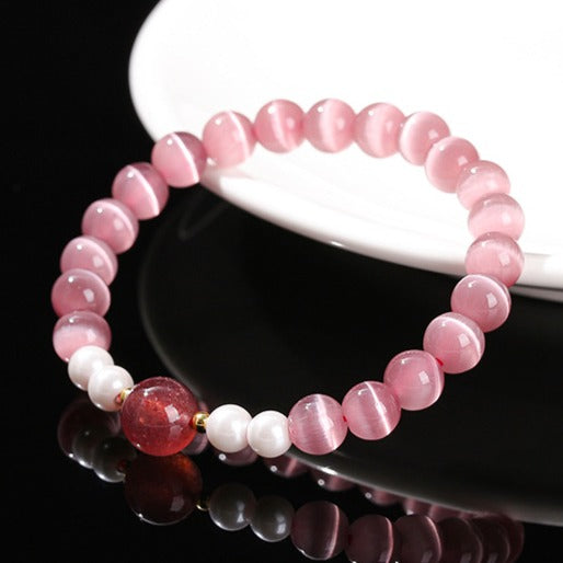 Zen Healing Cat's Eye Crystal Lucky Bead Charm Support Bracelet
