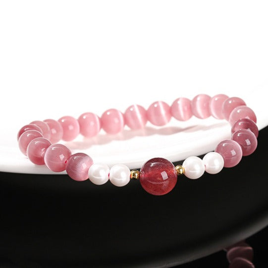 Zen Healing Cat's Eye Crystal Lucky Bead Charm Support Bracelet