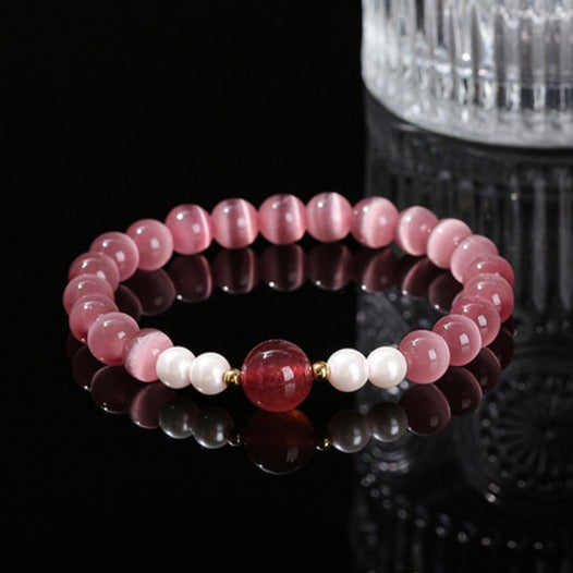 Zen Healing Cat's Eye Crystal Lucky Bead Charm Support Bracelet