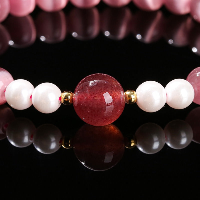 Zen Healing Cat's Eye Crystal Lucky Bead Charm Support Bracelet