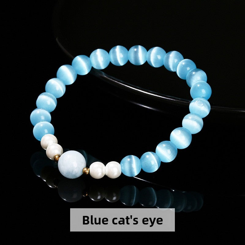 Zen Healing Cat's Eye Crystal Lucky Bead Charm Support Bracelet