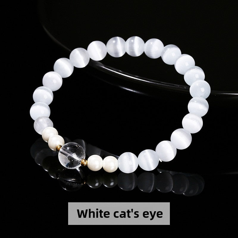 Zen Healing Cat's Eye Crystal Lucky Bead Charm Support Bracelet