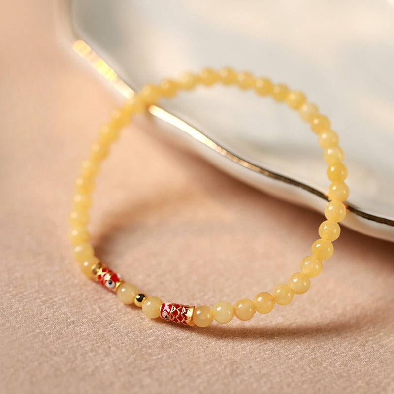 Zen Healing Cinnabar Beeswax Koi Fish Lucky Bracelet
