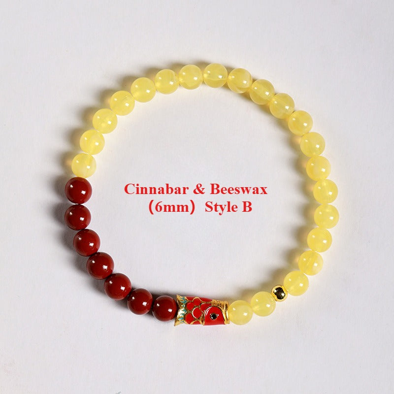Zen Healing Cinnabar Beeswax Koi Fish Lucky Bracelet