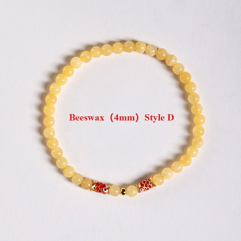 Zen Healing Cinnabar Beeswax Koi Fish Lucky Bracelet