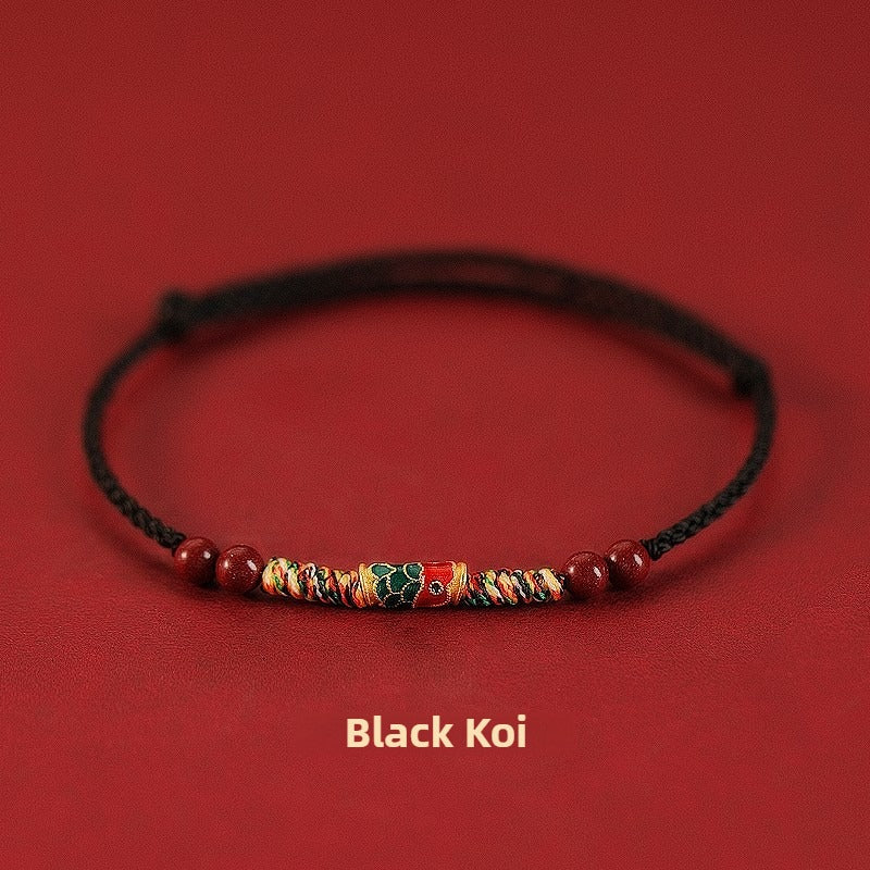 Zen Healing Cinnabar Koi Fish Red String Luck Bracelet