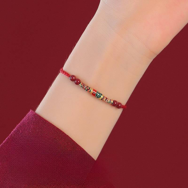 Zen Healing Cinnabar Koi Fish Red String Luck Bracelet
