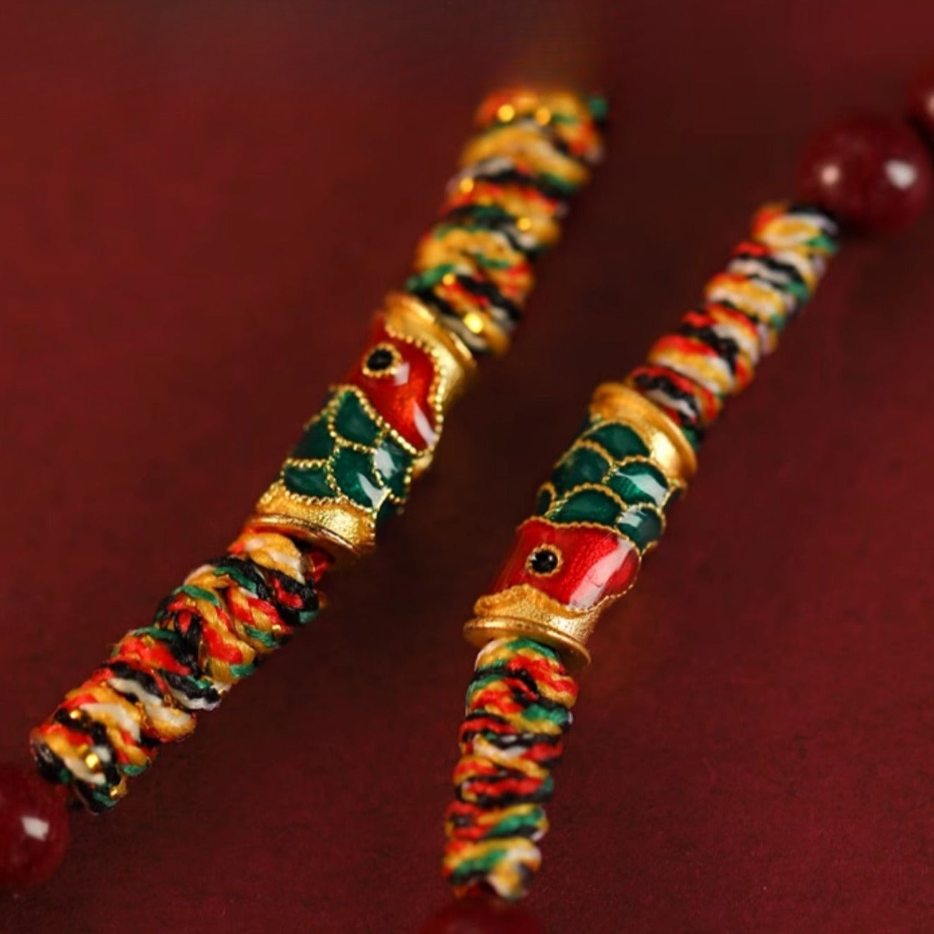 Zen Healing Cinnabar Koi Fish Red String Luck Bracelet