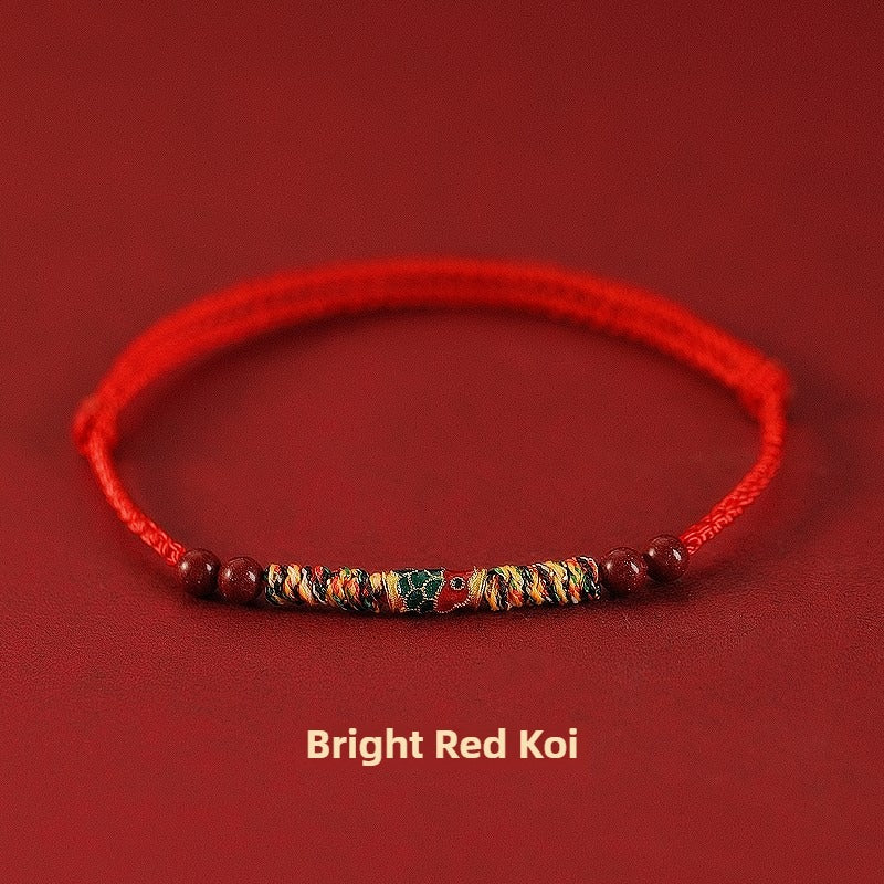 Zen Healing Cinnabar Koi Fish Red String Luck Bracelet
