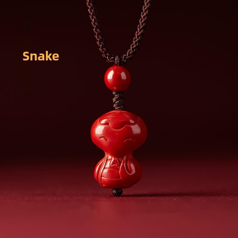 Zen Healing Cinnabar Snake Year Zodiac Guardian Pendant