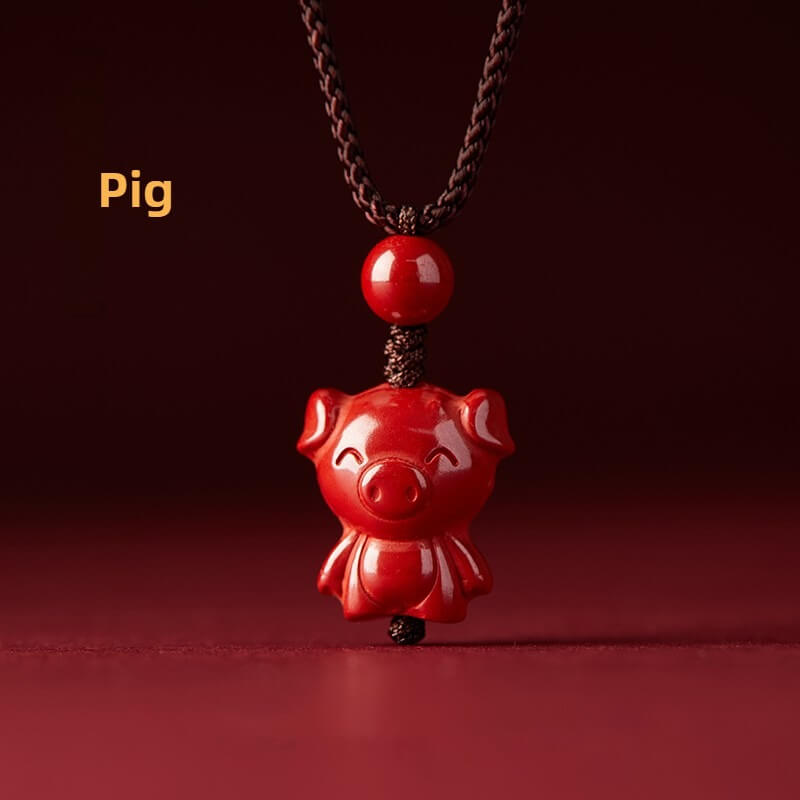 Zen Healing Cinnabar Snake Year Zodiac Guardian Pendant