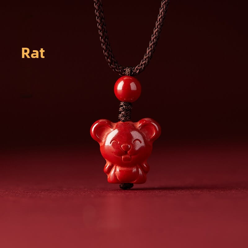 Zen Healing Cinnabar Snake Year Zodiac Guardian Pendant