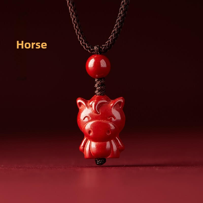Zen Healing Cinnabar Snake Year Zodiac Guardian Pendant