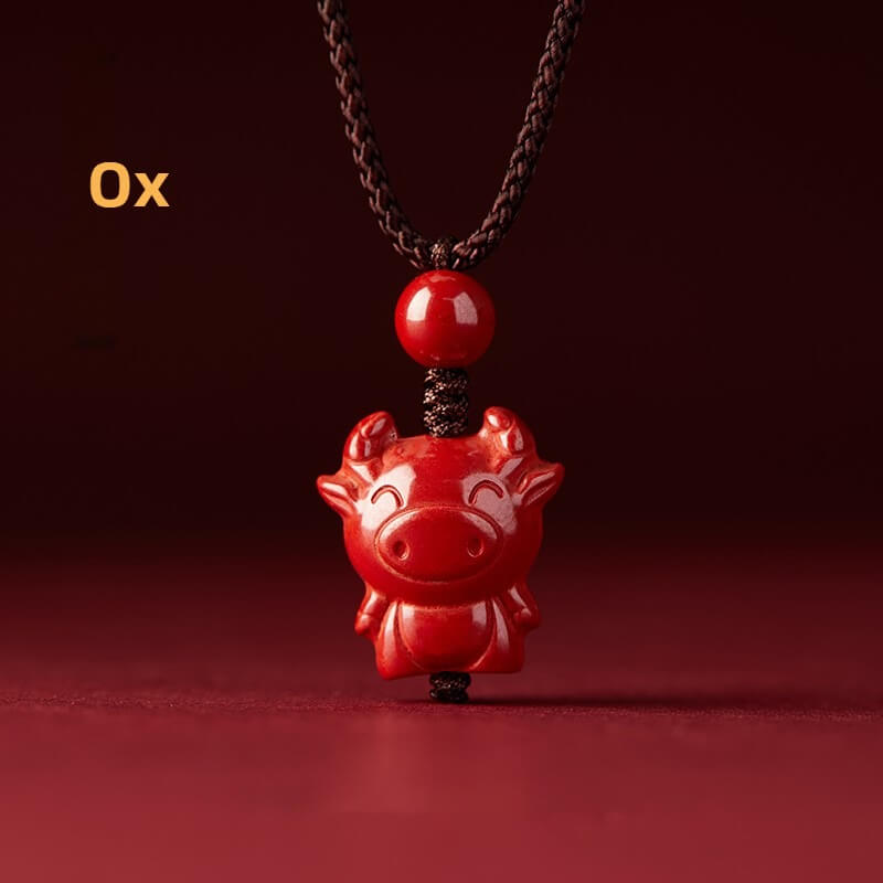 Zen Healing Cinnabar Snake Year Zodiac Guardian Pendant