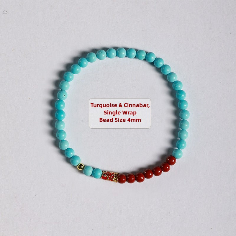 Zen Healing Cinnabar Turquoise Koi Good Fortune Bracelet